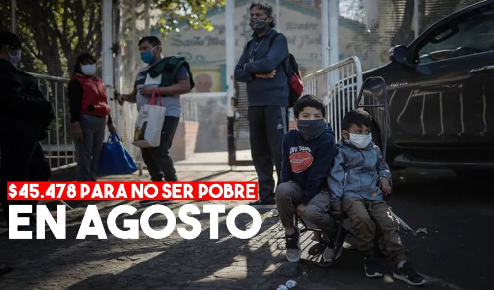 En agosto una familia tipo necesitó tener ingresos por $ 45.478 para no ser pobre