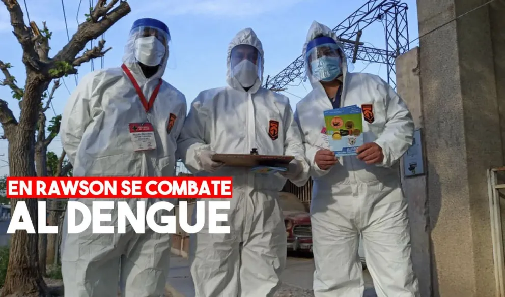 Tarea de desinfección y eliminación de criaderos de Dengue en Rawson