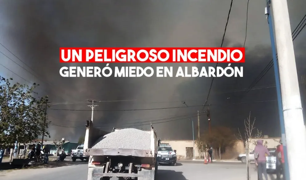 Albardón: un incendio de pastizales amenazó a viviendas