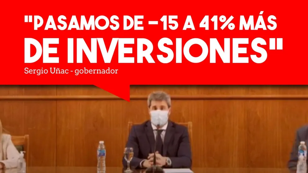 Uñac: "Pasamos de un -15 a un 41% de inversiones"