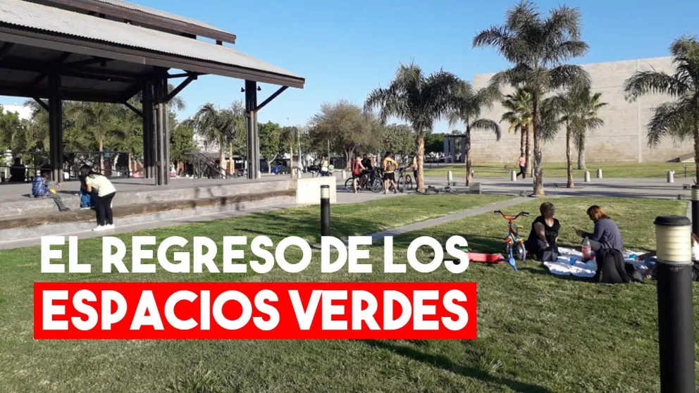 Con burbujas, quedaron habilitados los espacios verdes