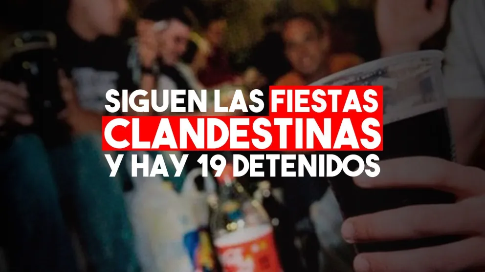 Por dos fiestas clandestinas detuvieron a 19 personas y un patrullero terminó con un vidrio menos