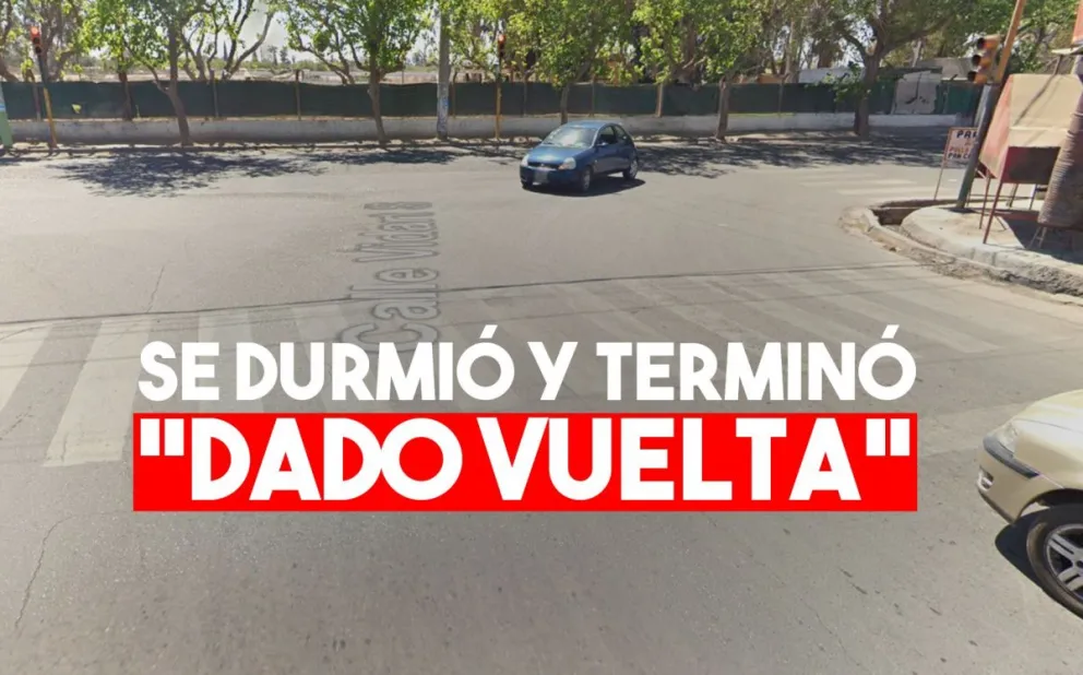 Se quedó dormido al volante, chocó y volcó en una transitada esquina