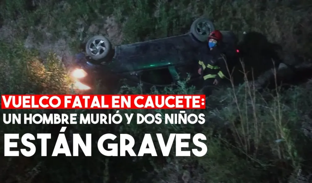 Caucete: el conductor de un automóvil volcó y murió, dos niños están graves