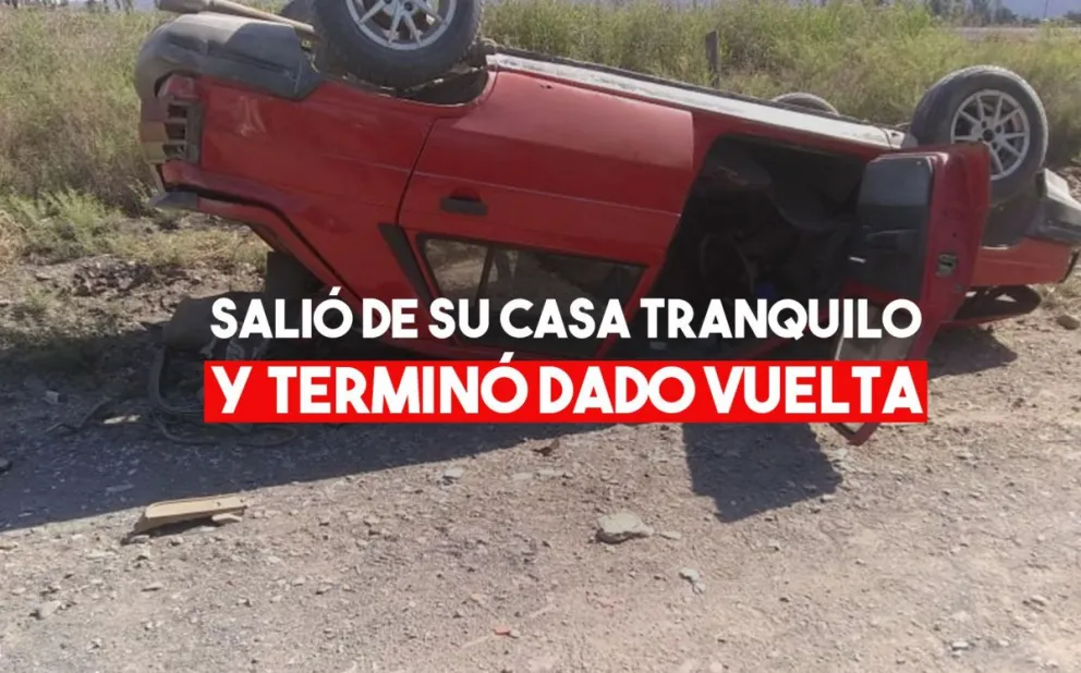 Perdió el control, se dio vuelta y se salvó de milagro