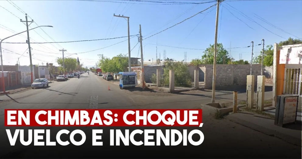 Una mujer policía chocó contra un montículo de tierra y se le incendió el auto