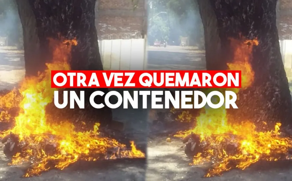 Volvieron a quemar un contenedor de basura, esta vez en Rivadavia