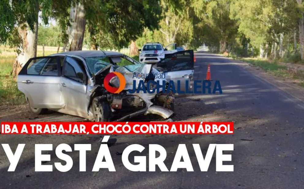 Jáchal: un policía lucha por su vida tras chocar contra un árbol