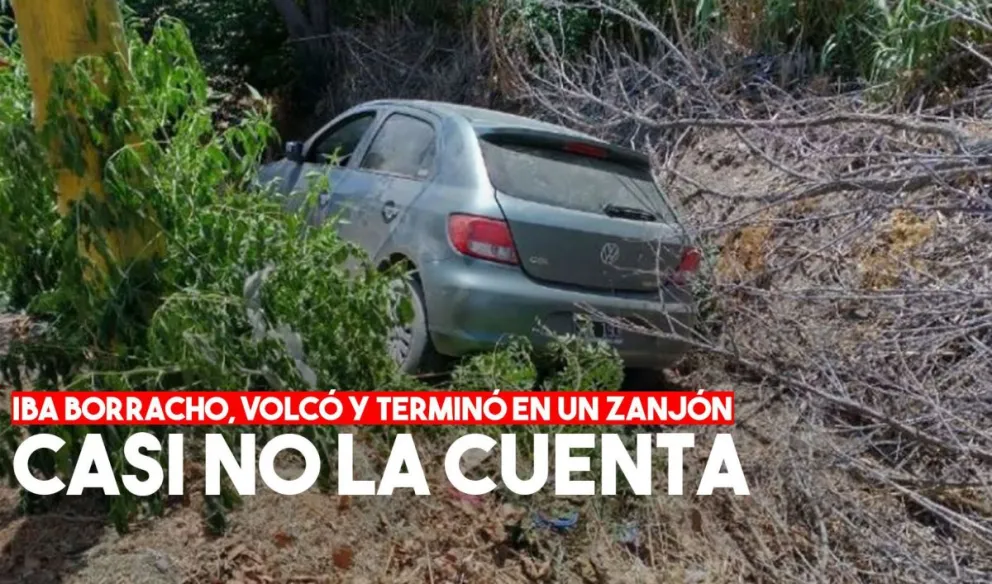 Santa Lucía: conducía borracho y volcó, salió ileso
