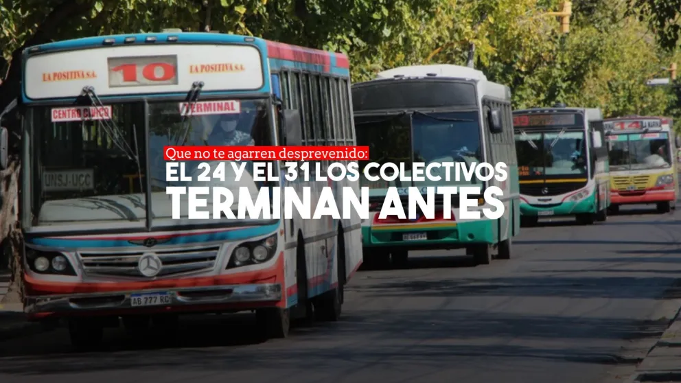 El 24 y el 31 los colectivos funcionarán hasta las 20hs