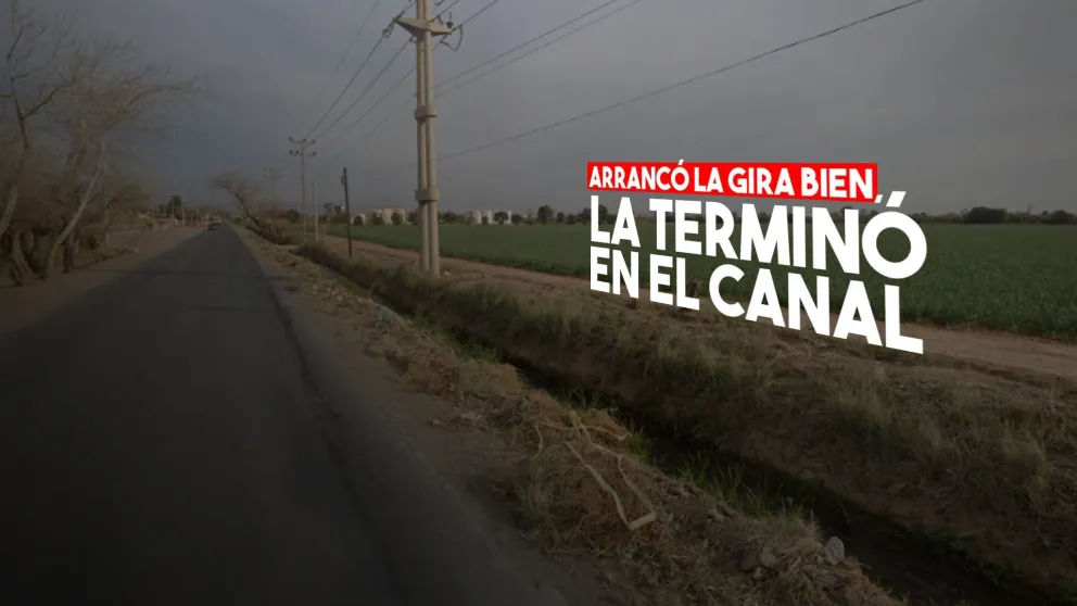 Venía manejando con unas copitas de más y cayó al canal