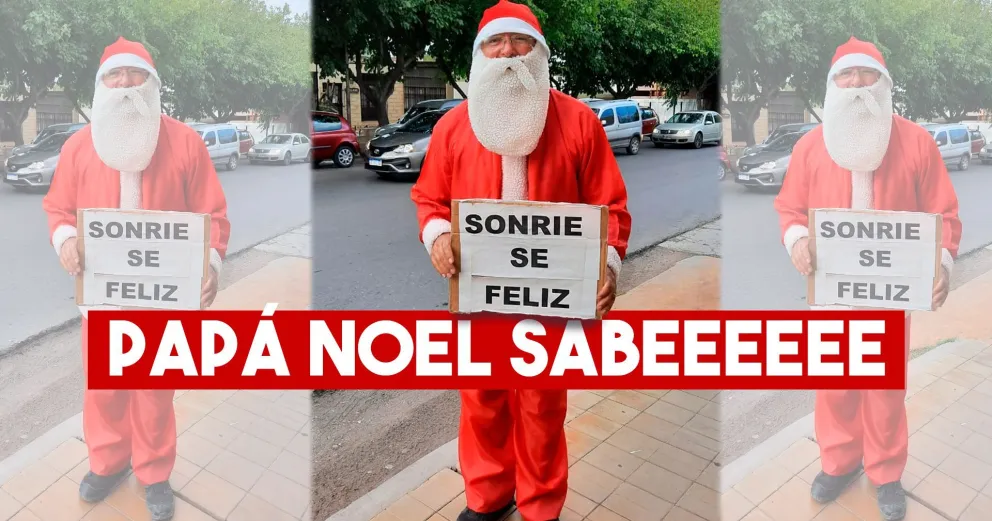 "Sonríe, se feliz" el mensaje de un Papá Noel sanjuanino