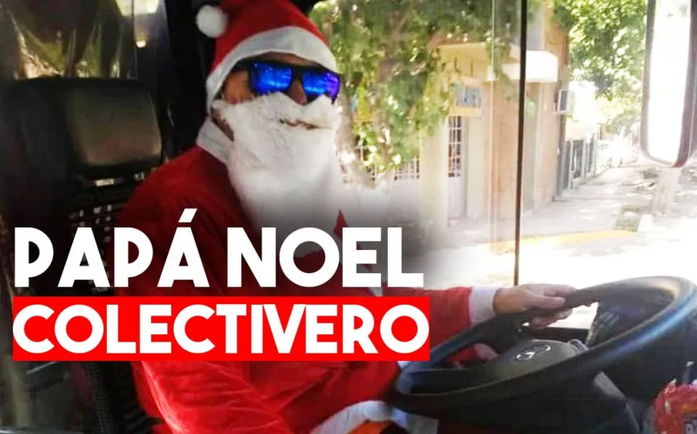 Chofer de colectivo se disfrazó de Papá Noel para alegrar a sus pasajeros