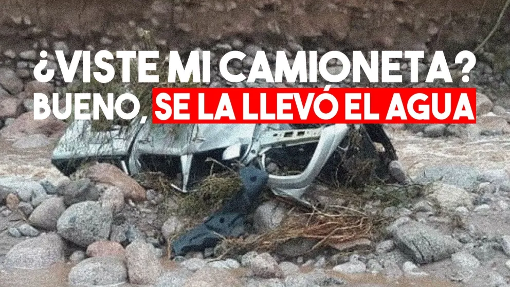 La creciente se llevó una camioneta en Zonda
