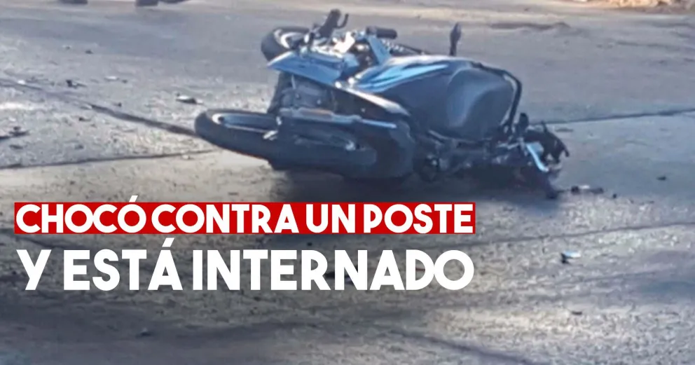 Iba en moto, chocó contra un poste y pasará Año Nevo en el hospital