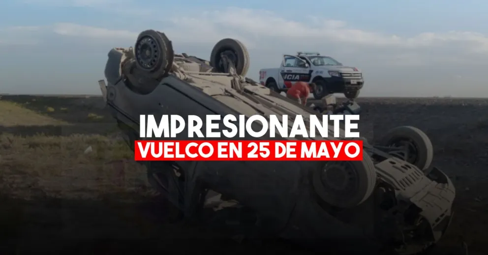 Se les pinchó la rueda y terminaron dados vuelta