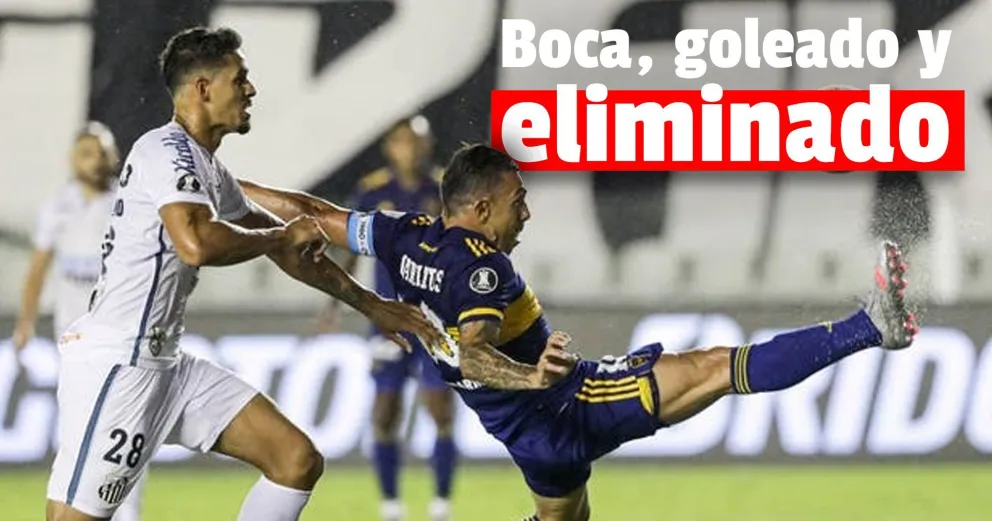 Boca cayó sin atenuantes 3-0 ante Santos y quedó eliminado de la Copa Libertadores