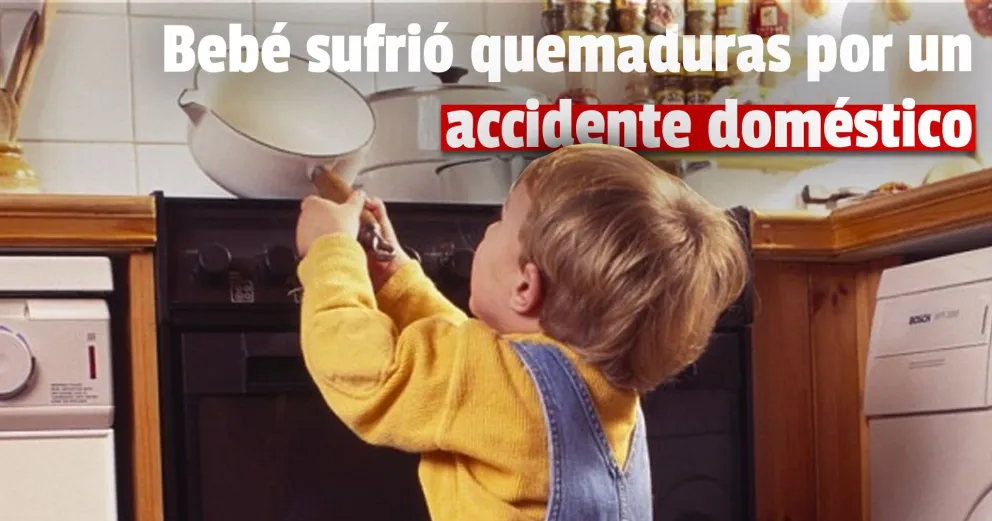Le cayó una olla con agua hirviendo a un bebé y está internado