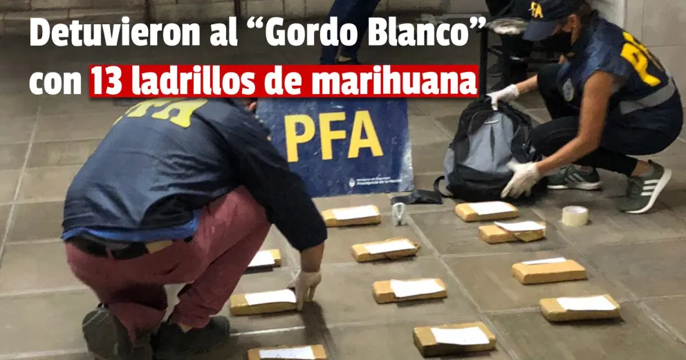 La Policía Federal encontró 13 ladrillos de marihuana y detuvo a un hombre en Rawson