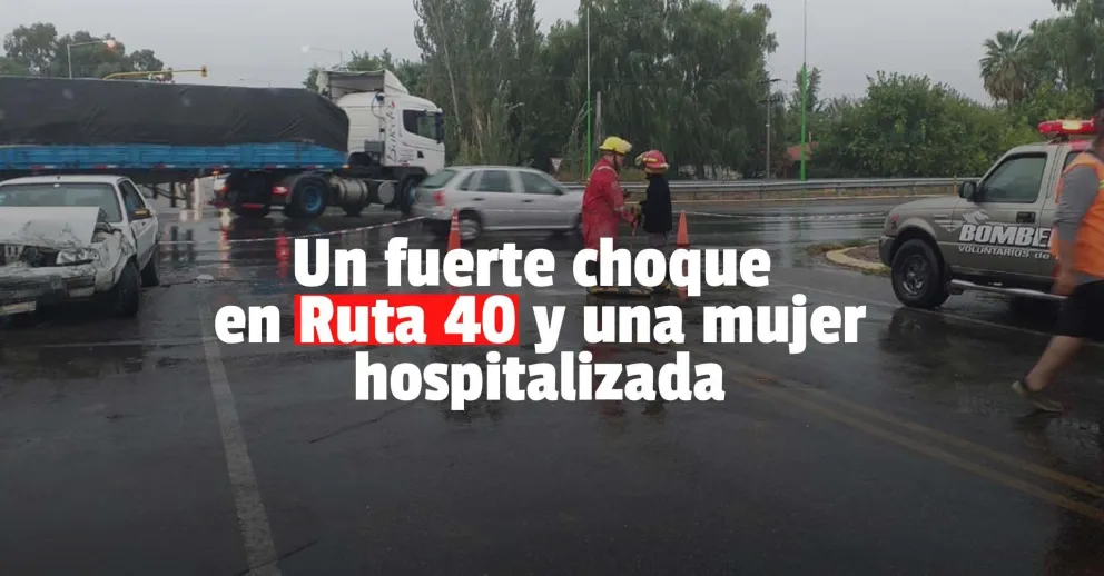 Fuerte choque en Ruta 40 entre un auto y un camión