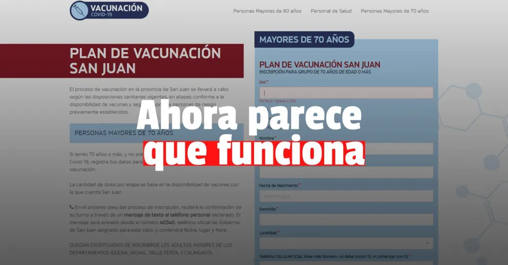 Luego del colapso ¿Ya funciona la página para inscribir a los mayores de 70 años?