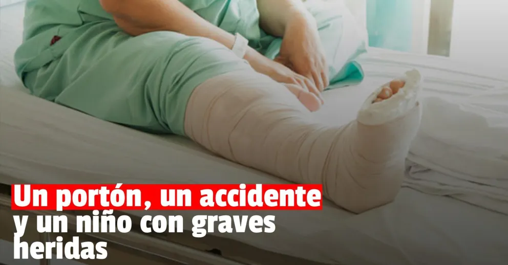 Un niño terminó hospitalizado luego de que se le cayera un portón encima