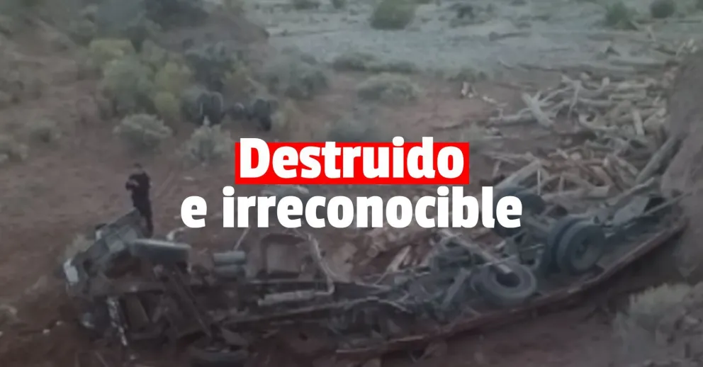 Así quedó el camión que se dio vuelta en Ullum