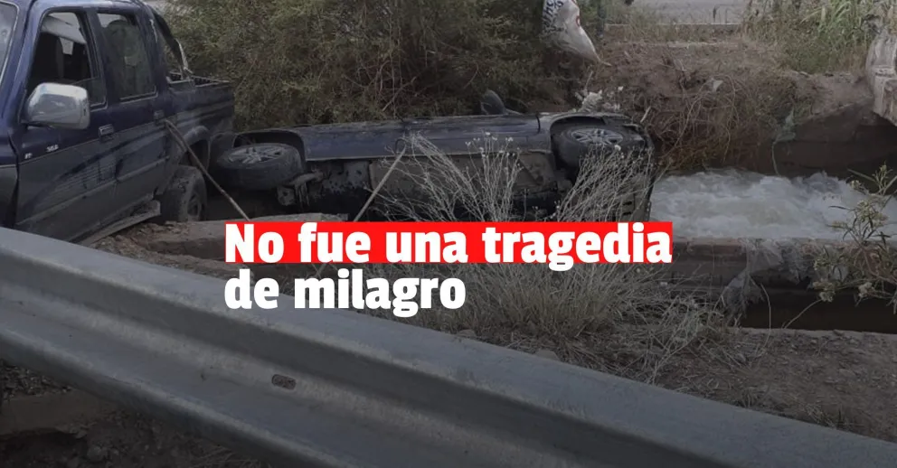 Chimbas: chocaron una camioneta y un auto que terminó en un canal