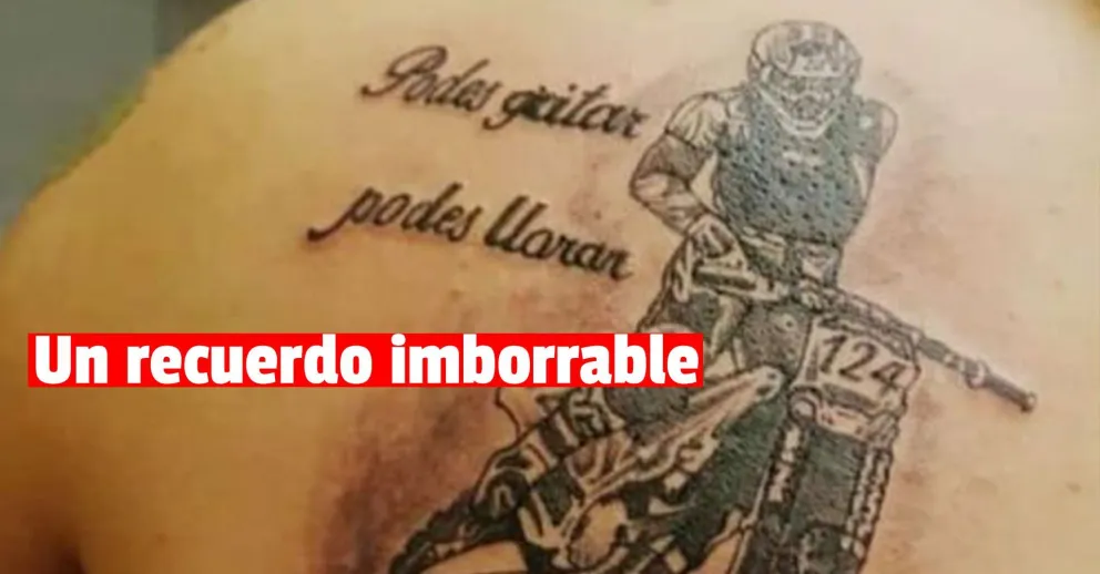 Un sanjuanino fanático del motocross se tatuó al “Wey” Zapata