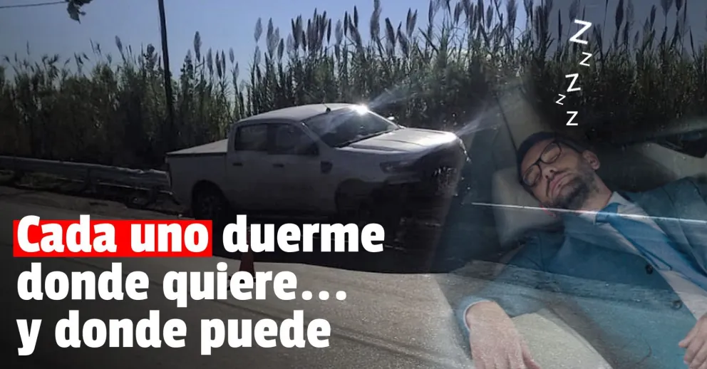 Quedó al borde de un canal y se durmió adentro de la camioneta