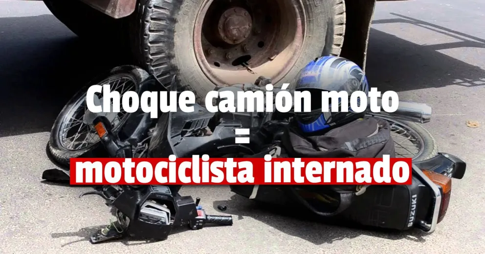 Santa Lucía: un motociclista impactó contra un camión y terminó internado
