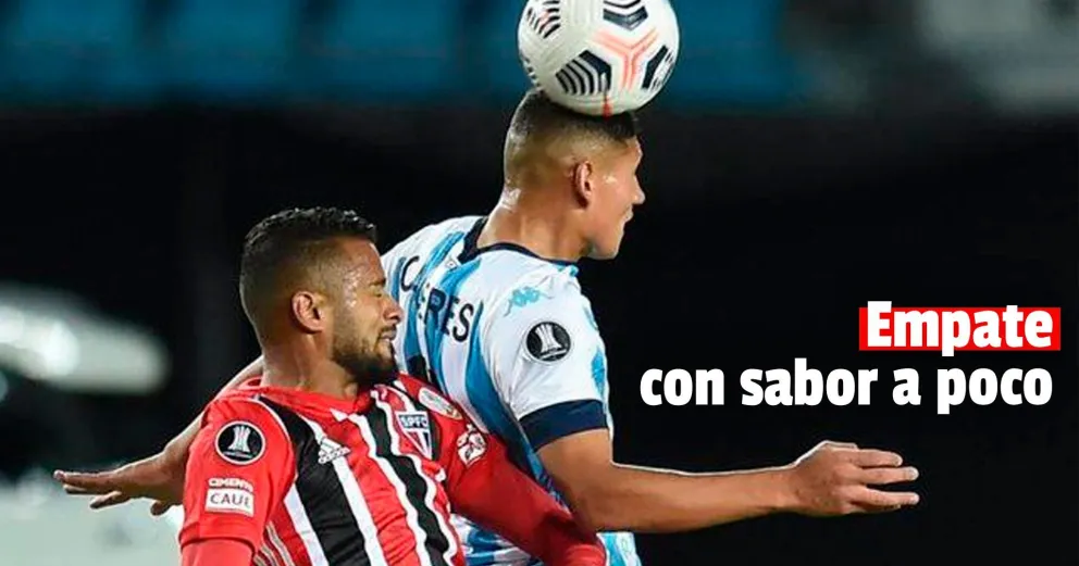 Racing empató con el San Pablo en Avellaneda, pero dejó una buena imagen en la Copa Libertadores