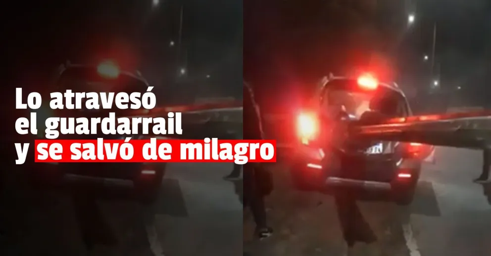 Chocó contra un guardarrail y la barrera de metal le atravesó la camioneta