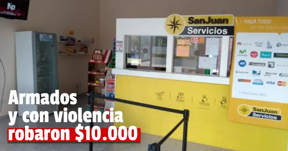 A mano armada asaltaron un “San Juan Servicios” y huyeron con $10.000
