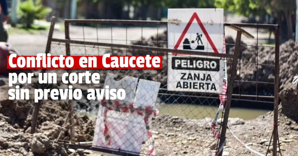 Una empresa contratista de OSSE cortó una calle de Caucete sin el previo permiso municipal