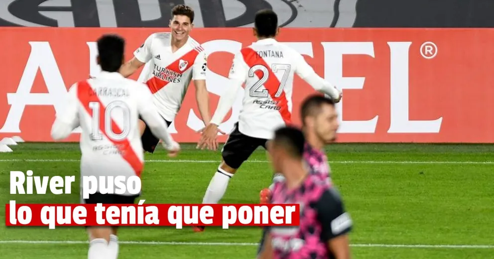 Copa Libertadores: con Enzo Pérez al arco y sin suplentes, River le ganó a Independiente Santa Fe