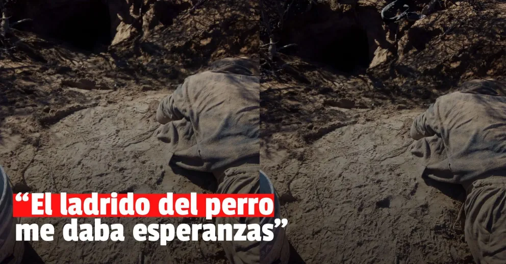 Quedó atrapado por sacar una vizcacha y su perro lo salvó