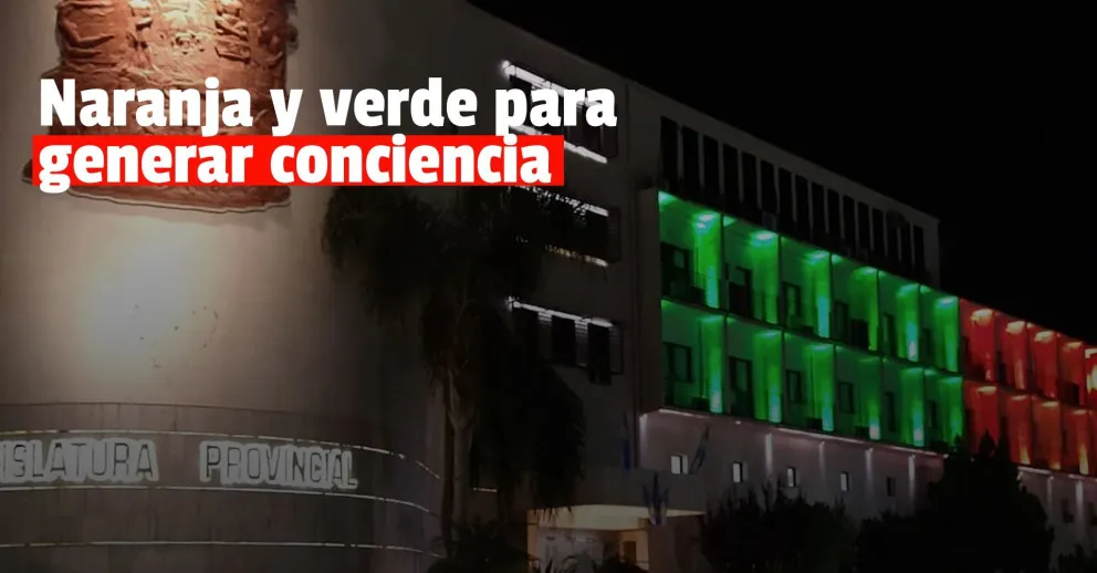 Por el día del Donante de Órganos y de la Esclerosis Múltiple, la Legislatura se tiñó de naranja verde
