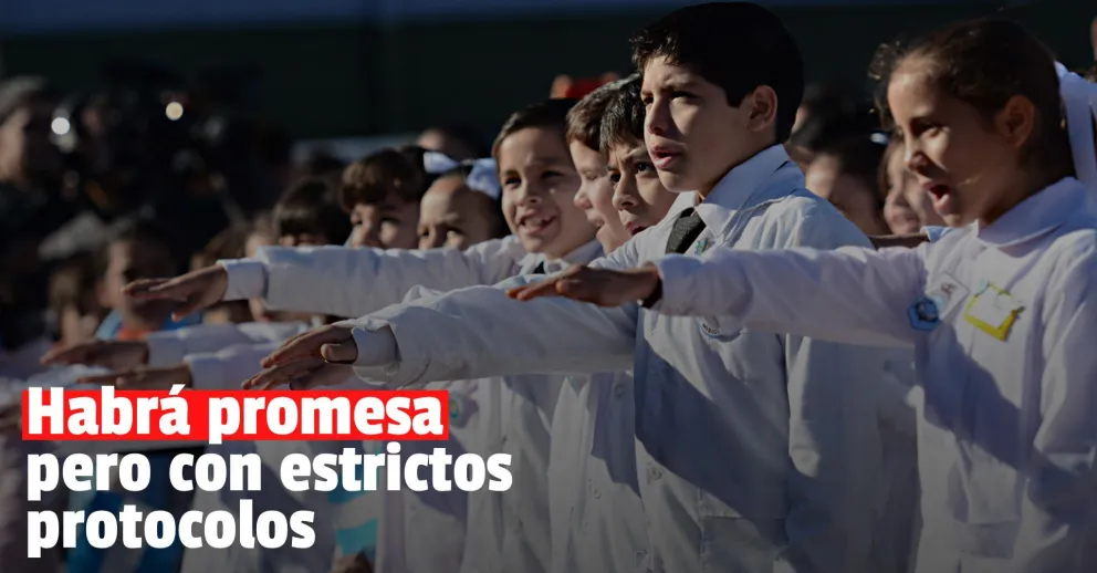 La promesa a la Bandera será con estrictos protocolos y presencialidad voluntaria