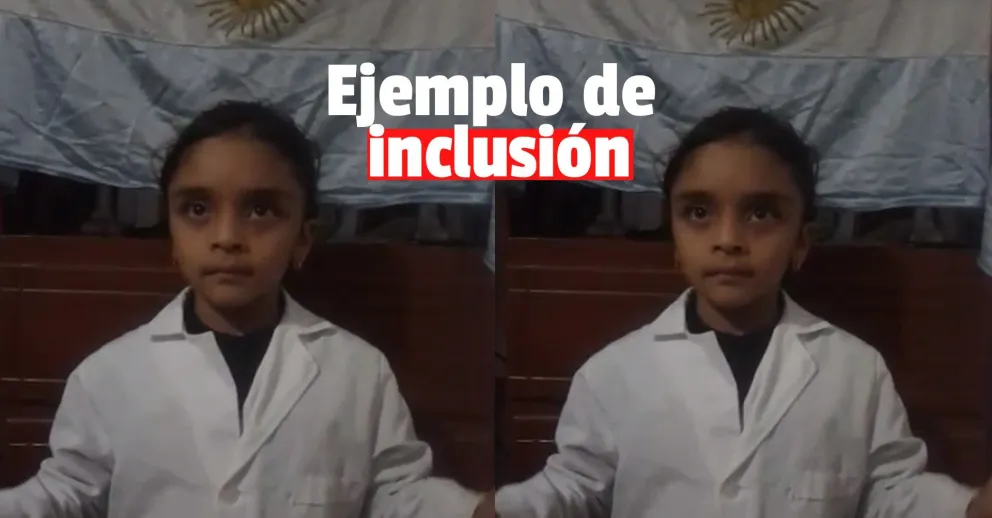 Una nena sanjuanina realizó un video en lengua de señas a sus compañeritos por el Día de la Bandera