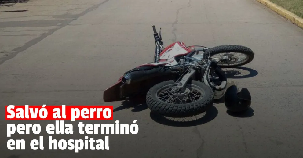 Una motociclista terminó internada tras esquivar a un perro