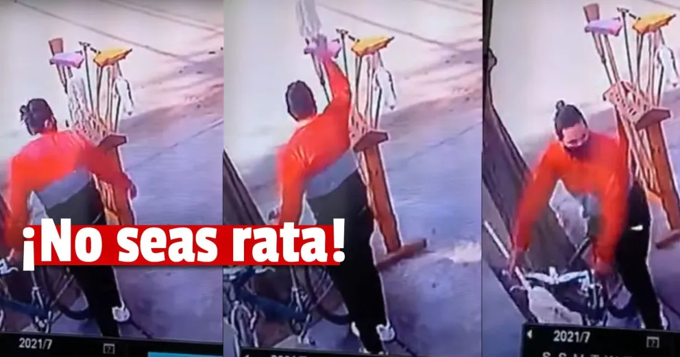 Quedó grabado cuando se robaba un lampazo de un local de Capital
