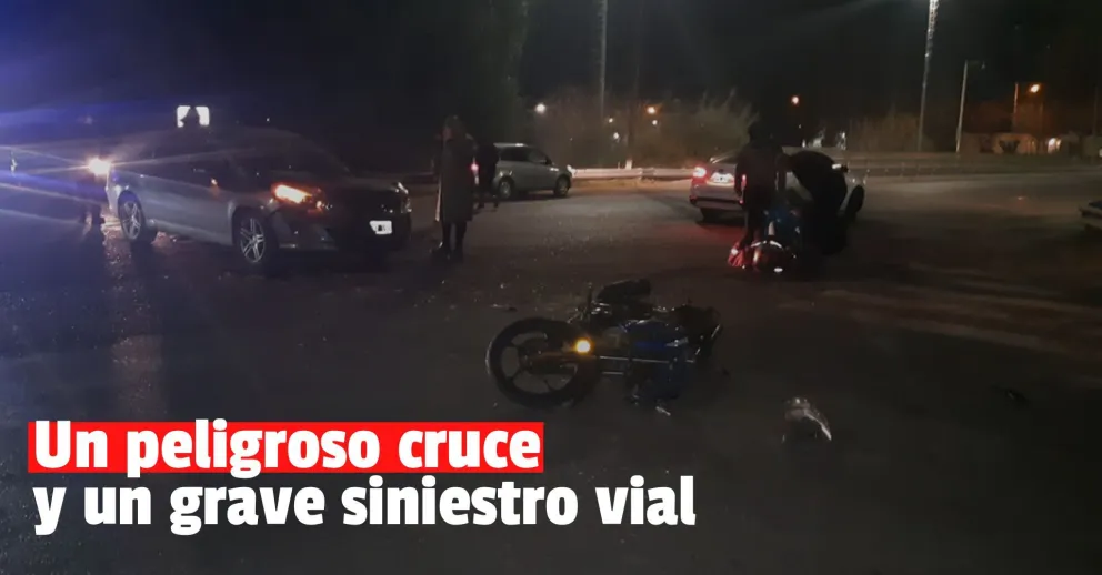 Un fuerte choque dejó a un motociclista internado y con serias quebraduras