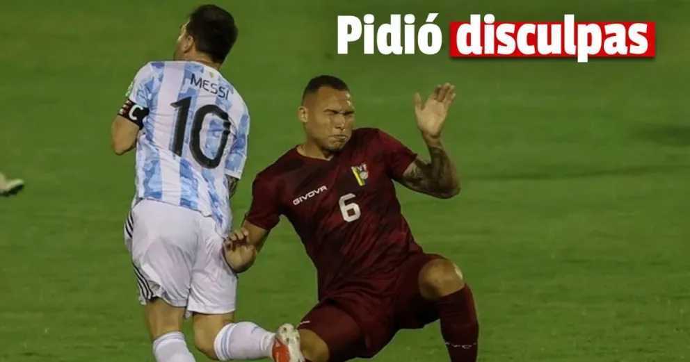 El defensor de Venezuela que le aplicó la descalificadora patada a Lionel Messi se disculpó: “Hoy no tengo palabras”