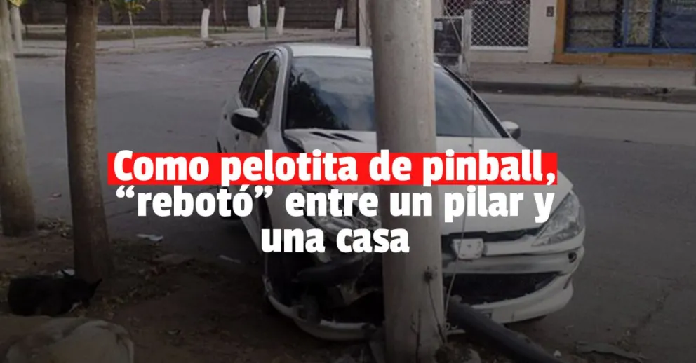 Perdió el control del auto, chocó con un pilar y se estrelló contra una casa en construcción 