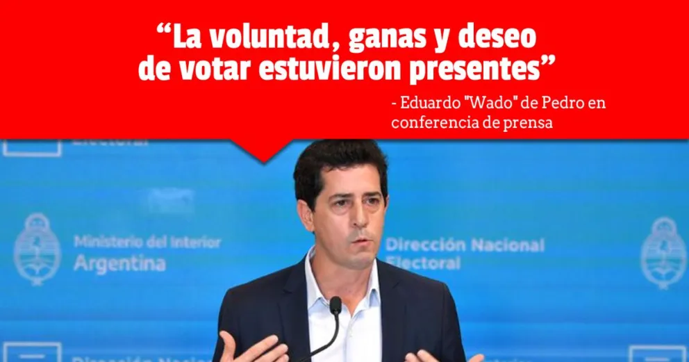 “Wado” Pedro informó que votó el 67% del padrón: “Podríamos dar los resultados provisorios desde las 21”
