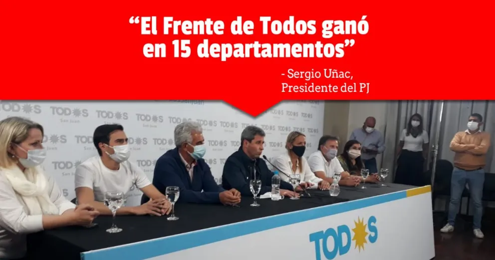 Sergio Uñac celebró el porcentaje de votos del Frente Todos