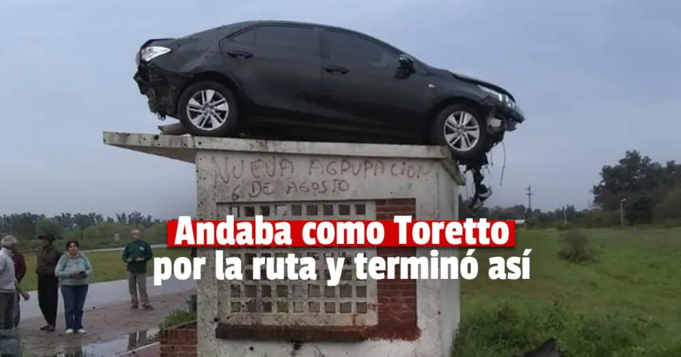 Venía por la ruta a toda velocidad y quedó encima de una garita 