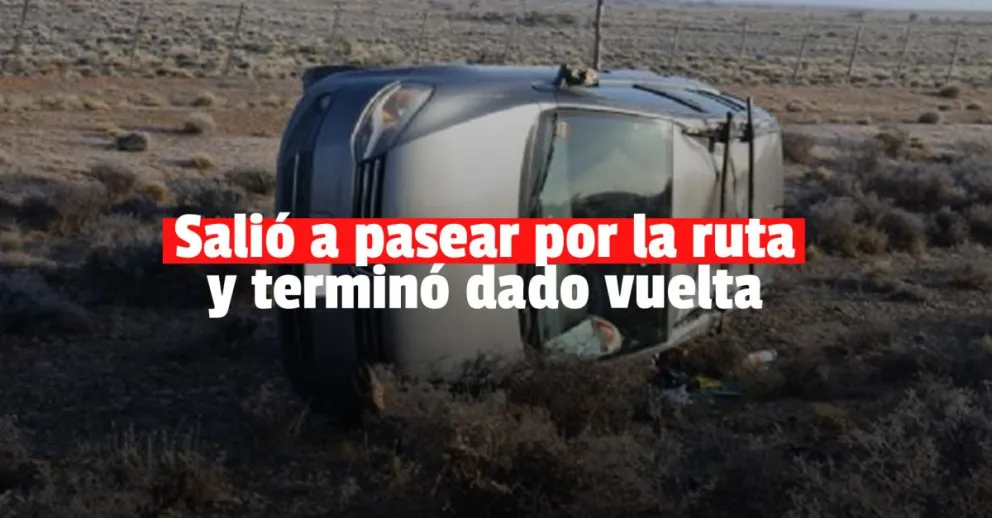 Perdió el control del auto y volcó en plena ruta 