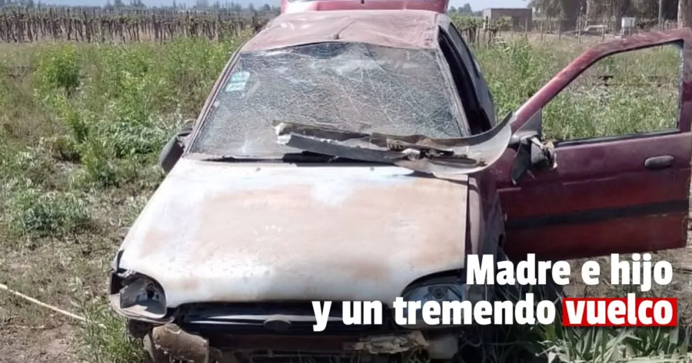 Vuelco en Caucete: una mujer terminó internada y su hijo de cuatros años salió ileso